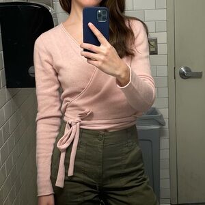 Reformation Pink Cashmere Wrap Cardigan